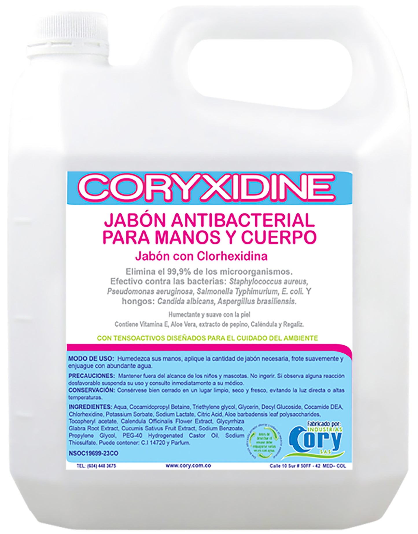 Jabón Antibacterial Coryxidine para Manos y Cuerpo