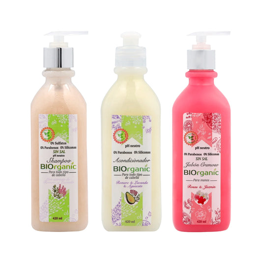 Kit Biorganic: Shampoo, Acondicionador y Jabón Cremoso